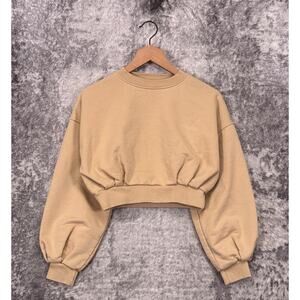 Manola Sweatshirt Small Womens Organic Cotton Long Sleeve Cropped Pullover